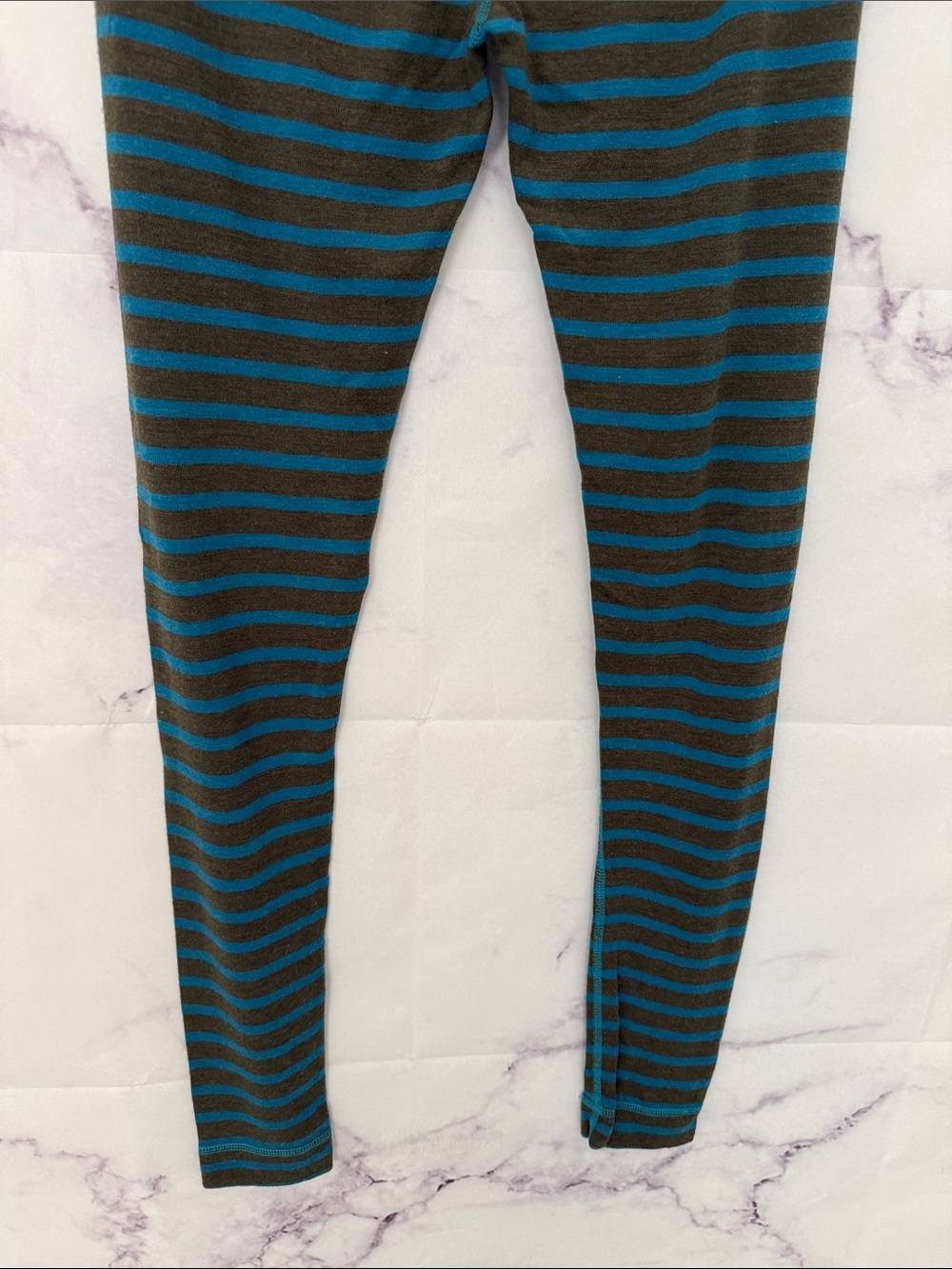 SMARTWOOL Classic Thermal Base Layer Merino Wool Bottoms Heather Black/Blue Med - Picture 7 of 10